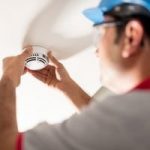 where to install smoke detector in bedroom with a ceiling fan